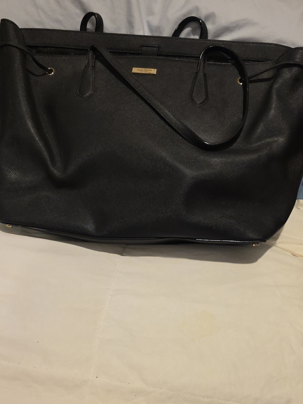 kate spade Black Saffiano Leather Tote with Gold Hardware